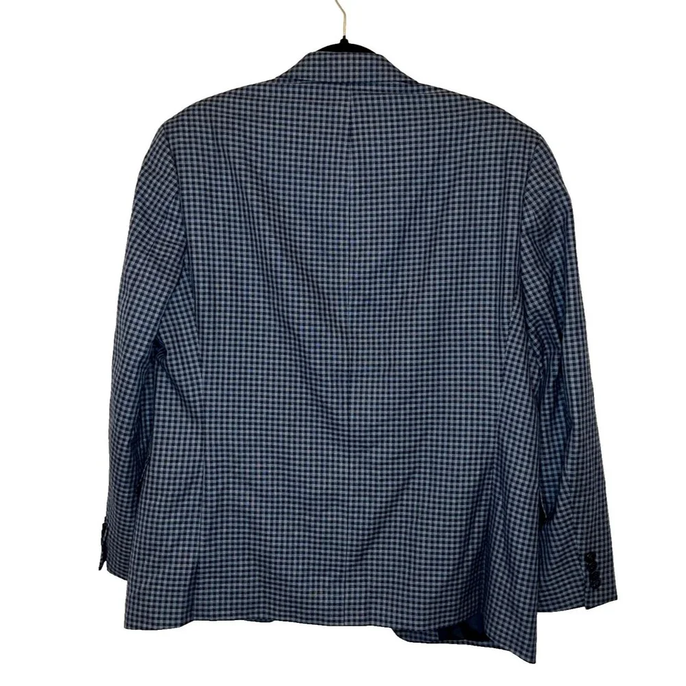 Michael Kors Performance Blazer Navy Plaid Jacket Size 40S